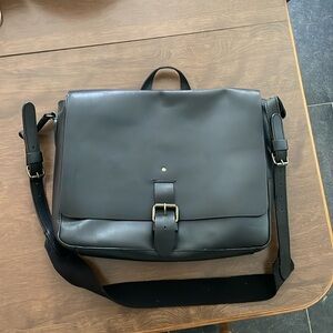LLBean Black Leather Satchel/ Laptop Bag